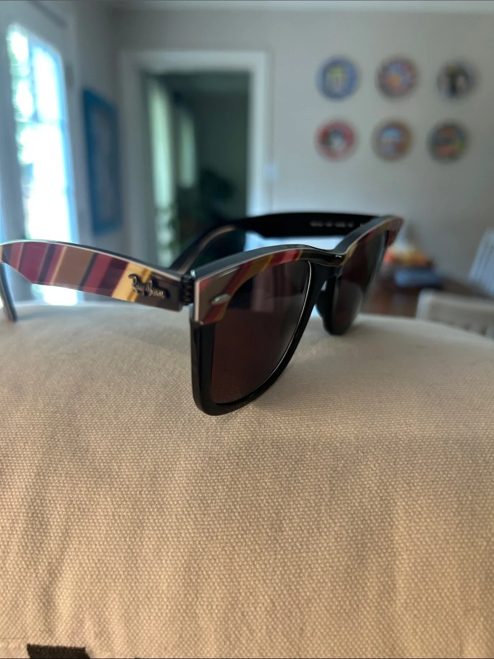 Ray-Ban Black Sunglasses with Yellow,Orange,Red &Purple Stripes (prescription)